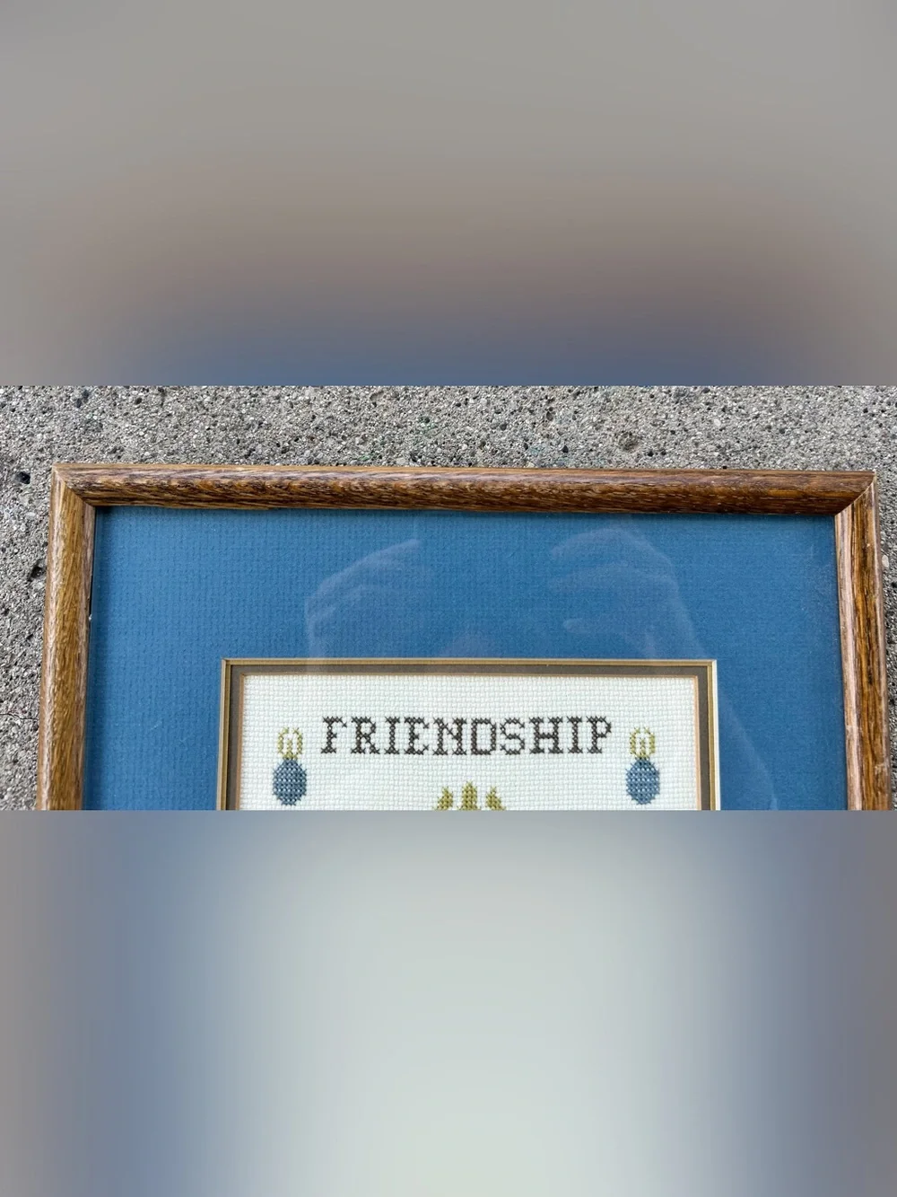 Grandmillennial Framed Cross Stitch Hospitality Sign